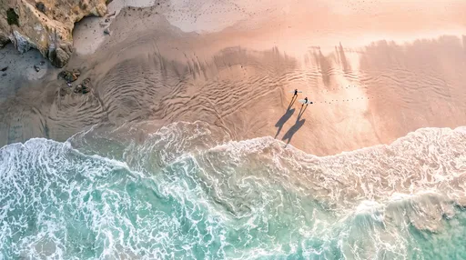 Aerial View of Surfers on Malibu Beach