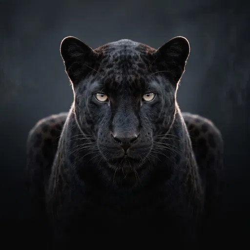 Front-Facing Black Panther Studio Portrait