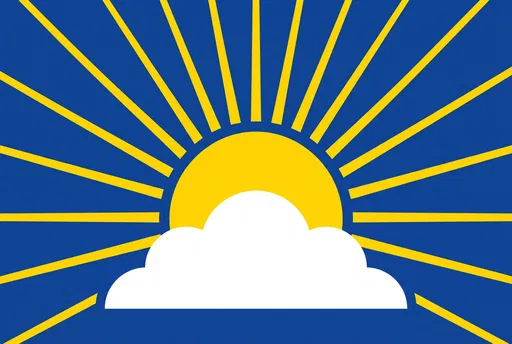 Minimalist Yellow Sun Behind White Cloud