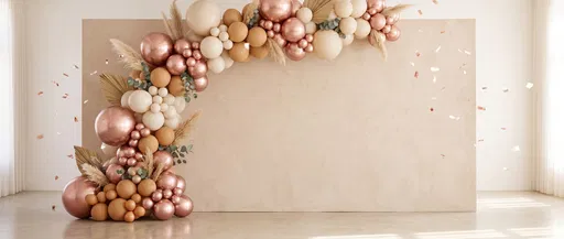 Rose Gold and Neutral Balloon Arch Backdrop