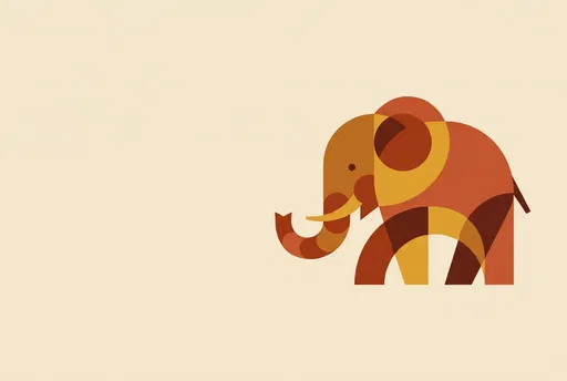Mid-Century Modern Geometric Elephant Graphic