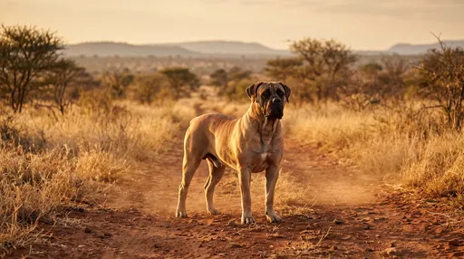 Boerboel Dog Standing on Savanna Trail