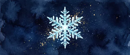 Watercolor Snowflake on Indigo Background