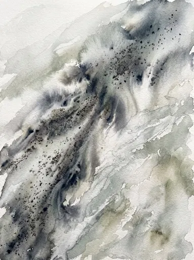 Abstract Volcanic Ash and Snow Watercolor
