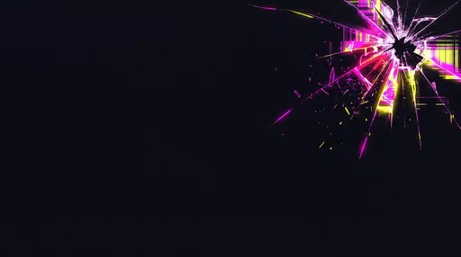 Broken Screen With Neon Glitch Background