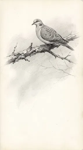 Graphite Pencil Sketch of Turtle Dove