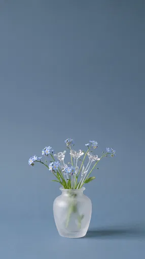 Forget-Me-Nots and Glass Flowers in Vase