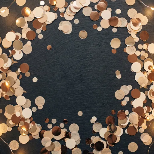 Neutral Gold Confetti Frame on Dark Slate