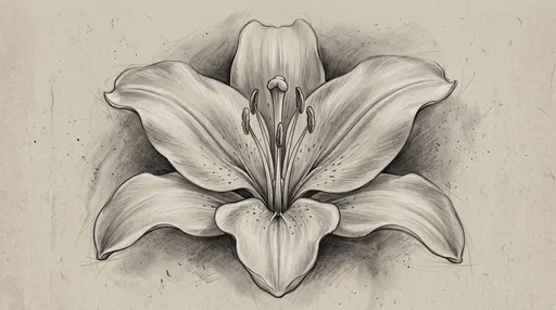 Charcoal Sketch of Open Lily Bloom