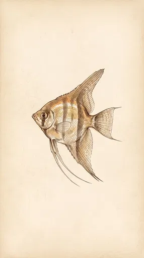 Vintage Sepia Illustration of Angelfish