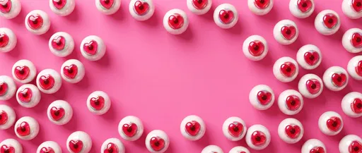 Glossy Eyeballs With Red Heart Irises