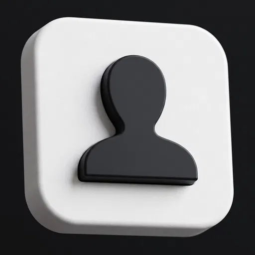 3D Black and White User Profile Icon