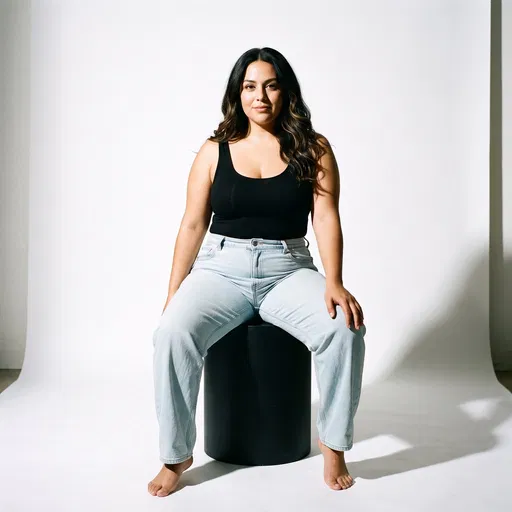 Curvy Woman Seated in Studio Portrait