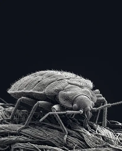Microscopic Monochrome Render of Adult Bed Bug
