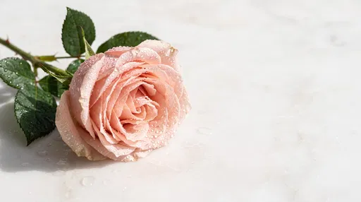 Blush Pink Rose With Water Droplets