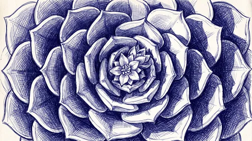Blue Ballpoint Pen Succulent Sketch