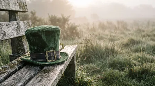Green Velvet Leprechaun Hat on Bench