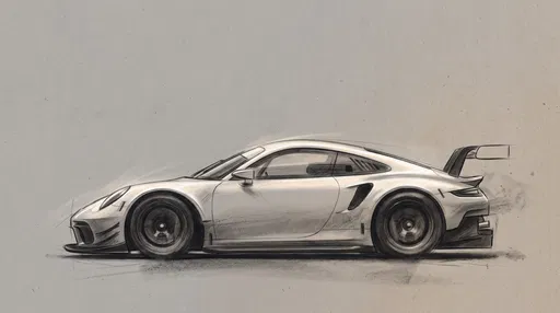 Charcoal Sketch of Modern GT Race Car