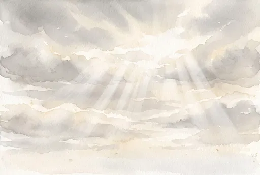 Soft Watercolor Clouds With Sunbeams
