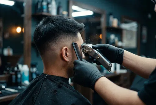 Barber Giving Man a Fade Haircut