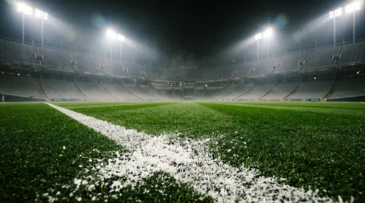 Empty Night Stadium Turf Under Floodlights