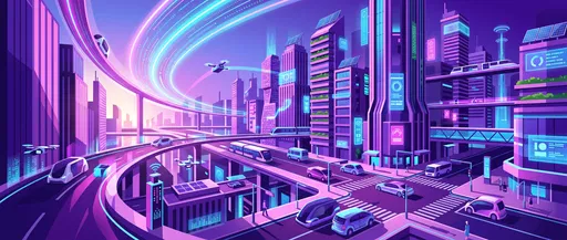 Futuristic Smart City Vector Illustration