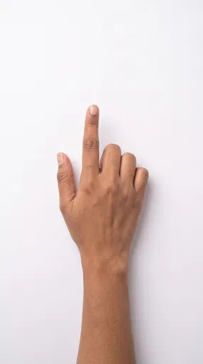 Hand Pointing Up on White Background