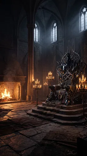 Dark Obsidian Throne in Castle Hall