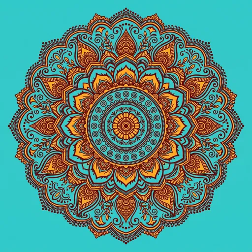 Intricate Maroon and Saffron Mehndi Mandala