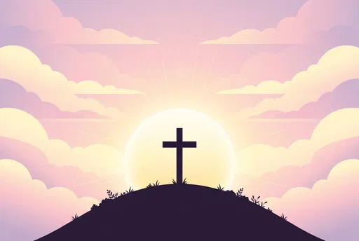 Cross Silhouette at Pastel Sunrise