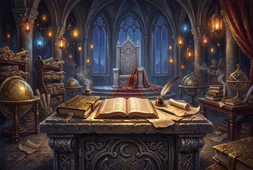 Fantasy Throne Room and Scholarly Lectern