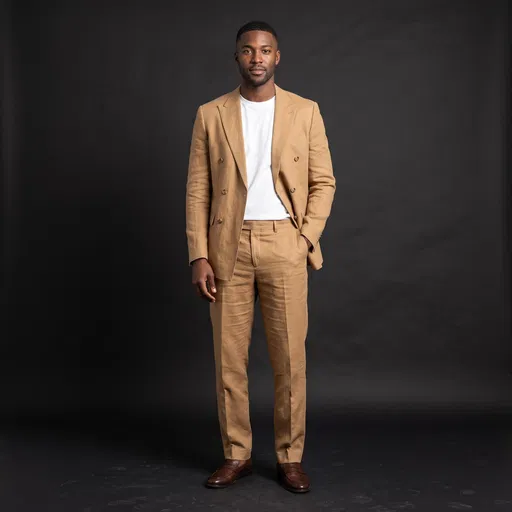 Man in Tan Linen Suit Portrait