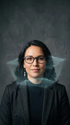 Woman Wearing Smart Glasses With Projection