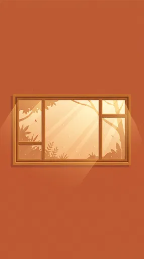 Sunlit Wooden Window on Terracotta Wall Illustration