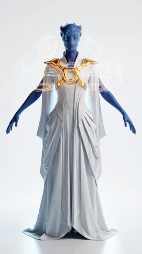 Blue Alien Diplomat in White Robes
