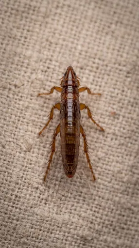 Overhead Macro of Brown Insect on Linen