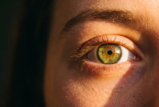 Close-Up of Green Eye in Sunlight