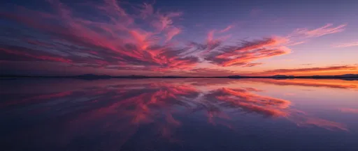 Sunset Clouds Mirrored in Salt Flat