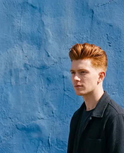 Young Man with Red Quiff Hairstyle
