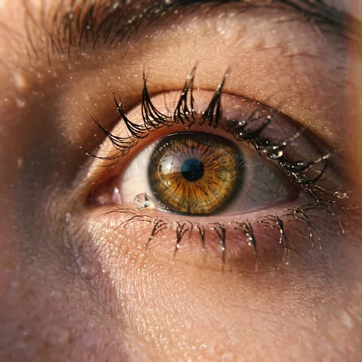 Macro Hazel Eye With Crystal Tear