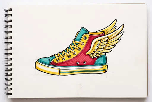 Winged High-Top Sneaker Marker Drawing