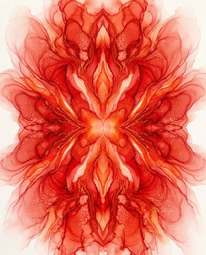 Symmetrical Red Alcohol Ink Abstract Background