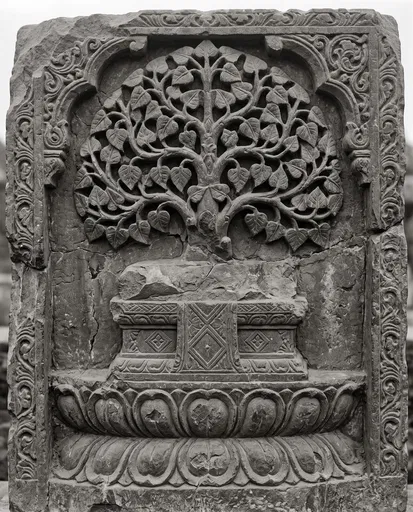 Ancient Bodhi Tree Stone Relief Carving