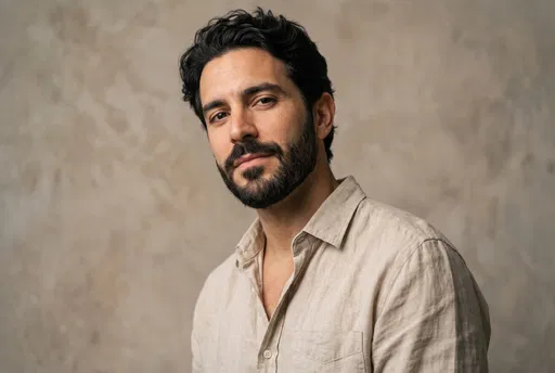 Studio Portrait of Confident Bearded Man