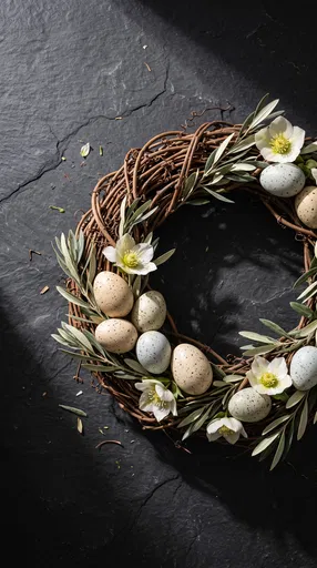 Rustic Easter Wreath on Dark Slate