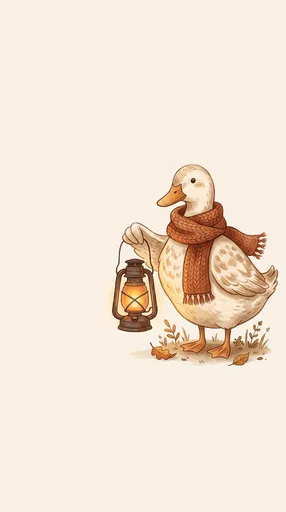 Cozy Duck Holding Glowing Lantern Illustration