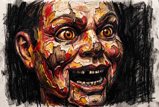 Creepy Ventriloquist Dummy Pastel Drawing
