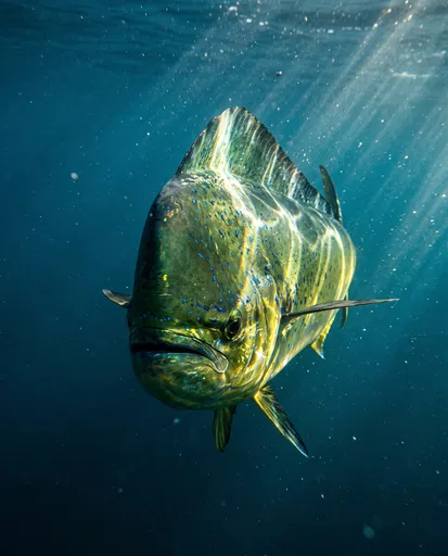 Bull Dorado Fish Underwater in Sunlight