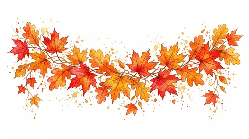 Watercolor Autumn Leaves Garland Clipart