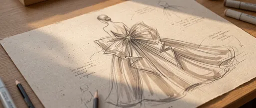 Fashion Sketch of Gown With Oversized Bow